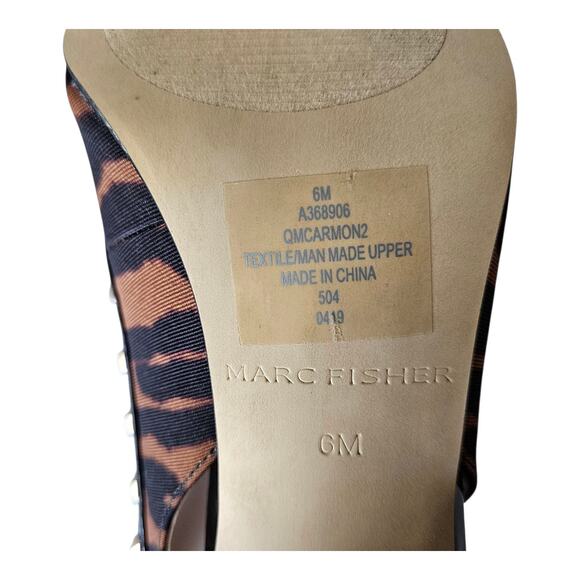 MARC FISHER Women's 6 M Carmon Slingback Pumps Shoes Black Brown Pointed Toe NEW - Picture 8 of 10